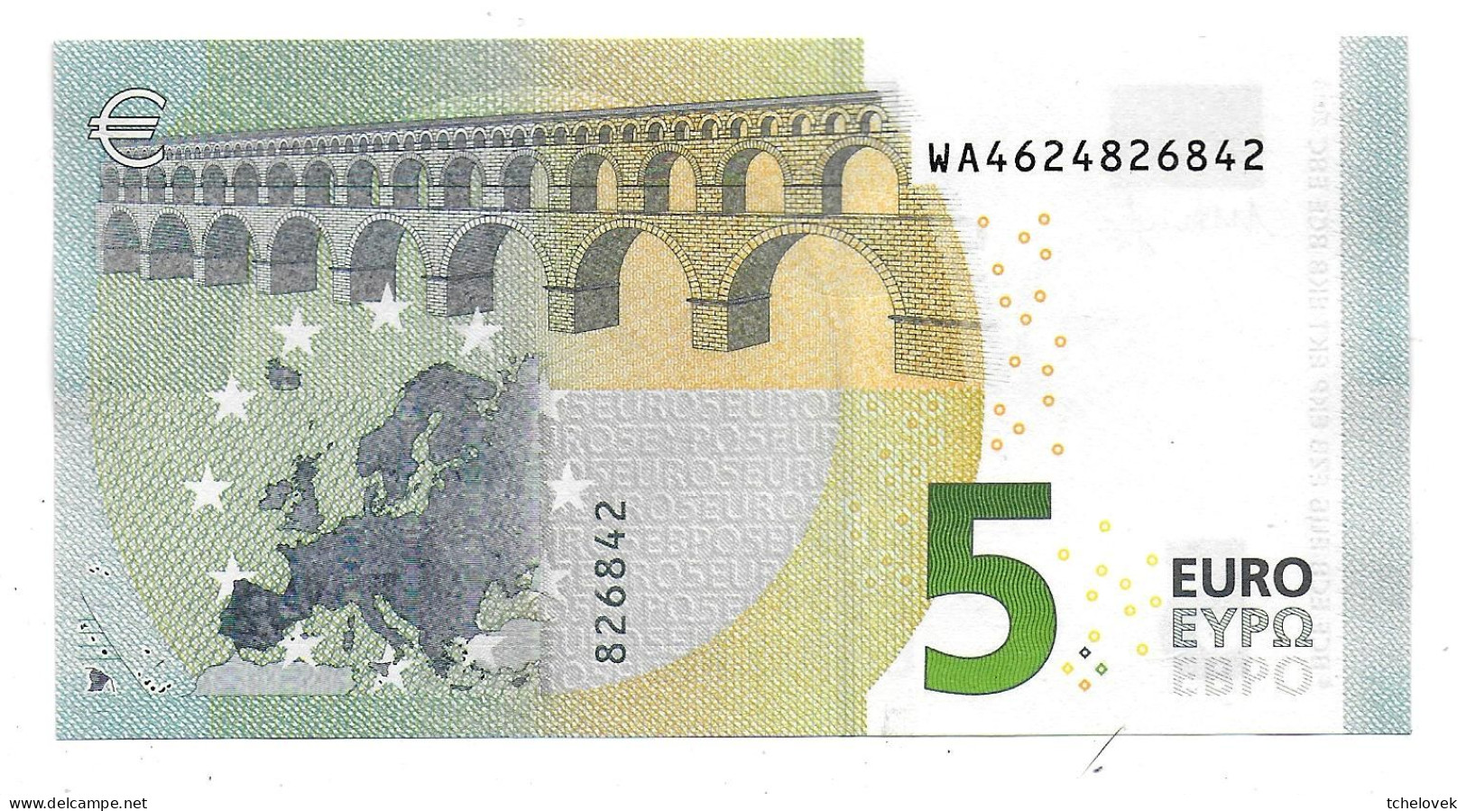 (Billets). 5 Euros 2013 Serie WA, W002H6 Signature 3 Mario Draghi N° WA 4624826842 UNC - 5 Euro