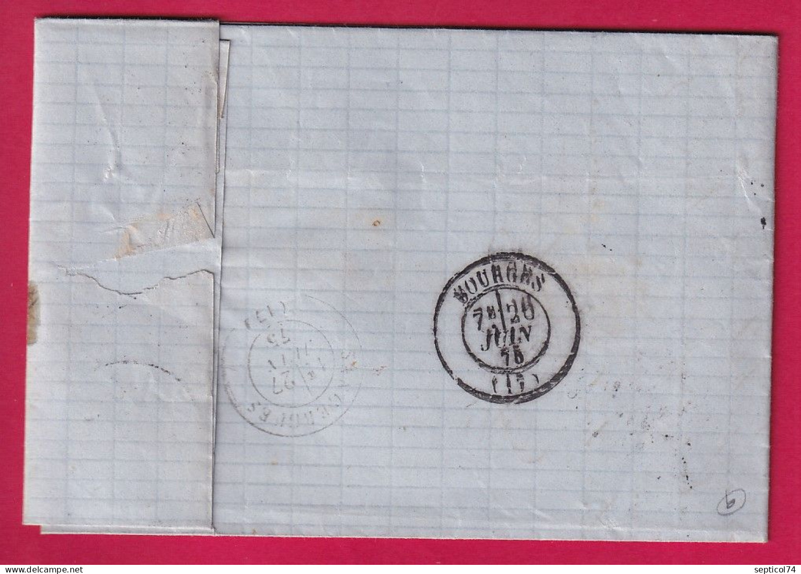 N°60 GC 4267 VILLEQUIERS CHER OR DEJOINTES POUR SANCERGUES LETTRE - 1849-1876: Classic Period