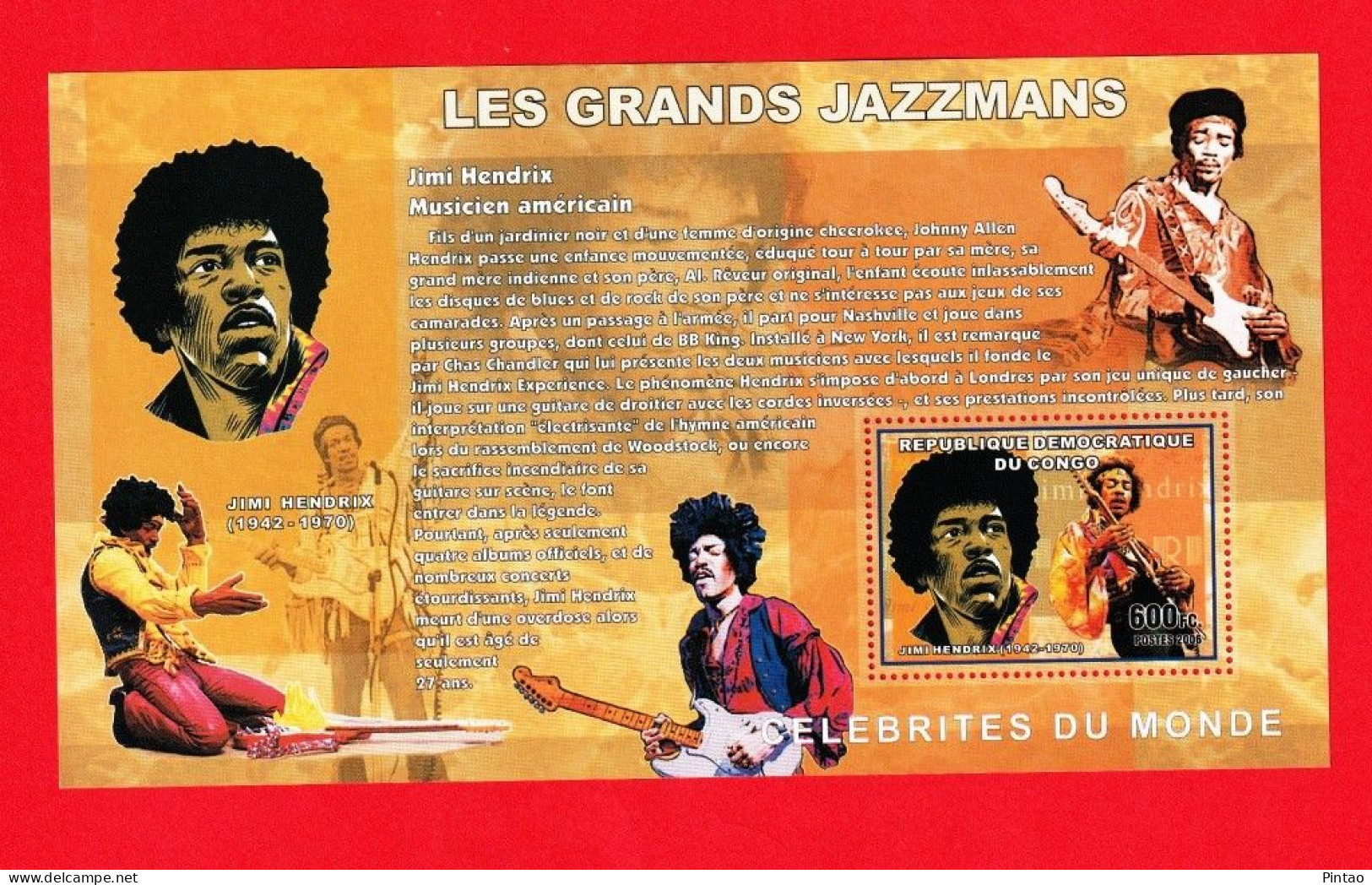 WW14538- CONGO 2006- MNH_ MÚSICA_ JIMI HENDRIX - Chanteurs