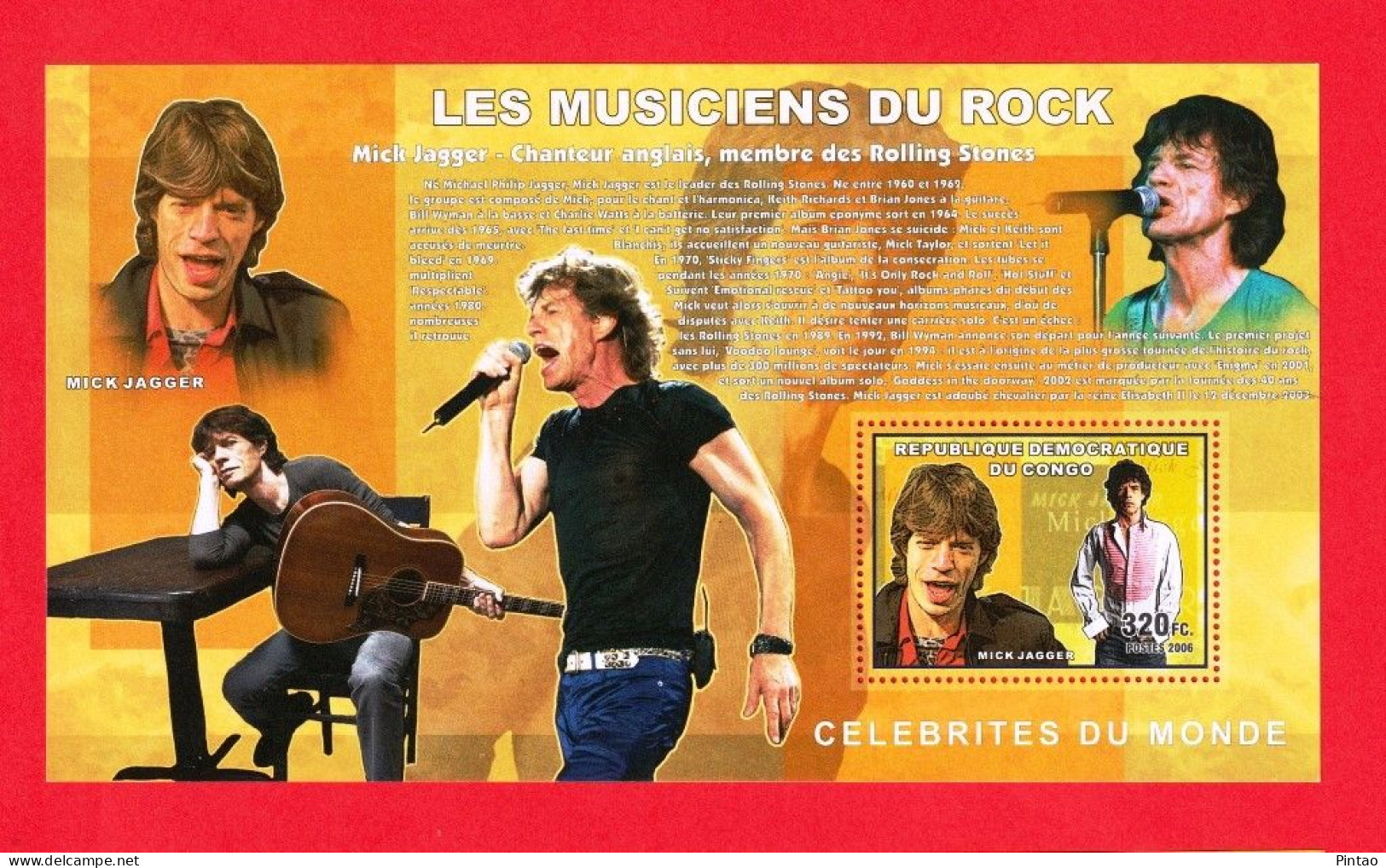 WW14539- CONGO 2006- MNH_ MÚSICA_ MICK JAGGER - Sänger