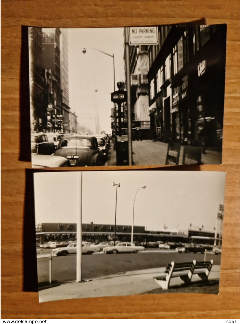 19508.   2  Fotografie D'epoca Wollworth Auto Città Da Identificare Aa '60 Stati Uniti - 10,5x7,5 - Orte