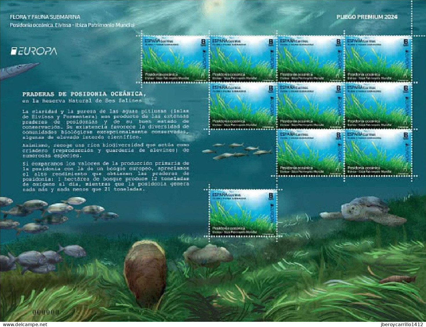 ESPAÑA /SPAIN /SPANIEN /ESPAGNE  - EUROPA-CEPT 2024 -"UNDERWATER FLORA And FAUNA".-SPECIAL SHEET PREMIUM Of 10 STAMPS - 2024