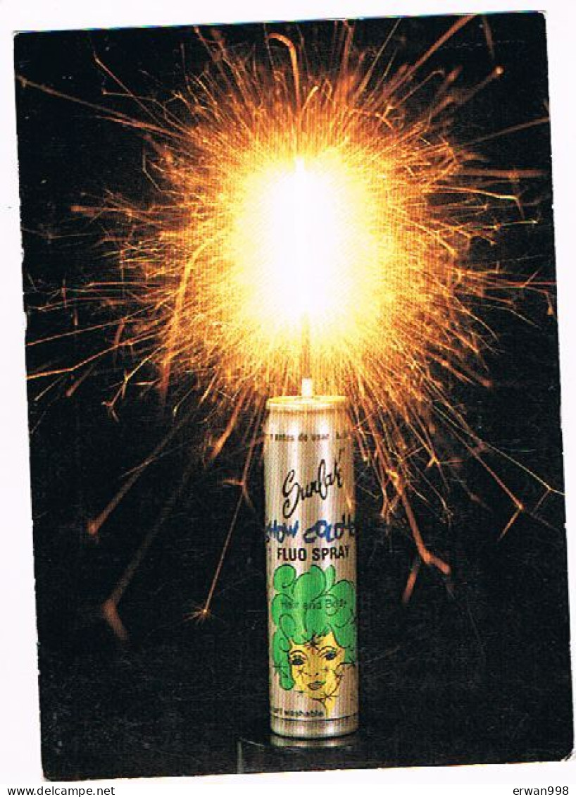 Carte Publicitaire " Bombes Paillettes" Fluo Spray Parfum Destinée Aux Coiffeurs Flamme SECAP 37 DESCARTES  190 - Publicité