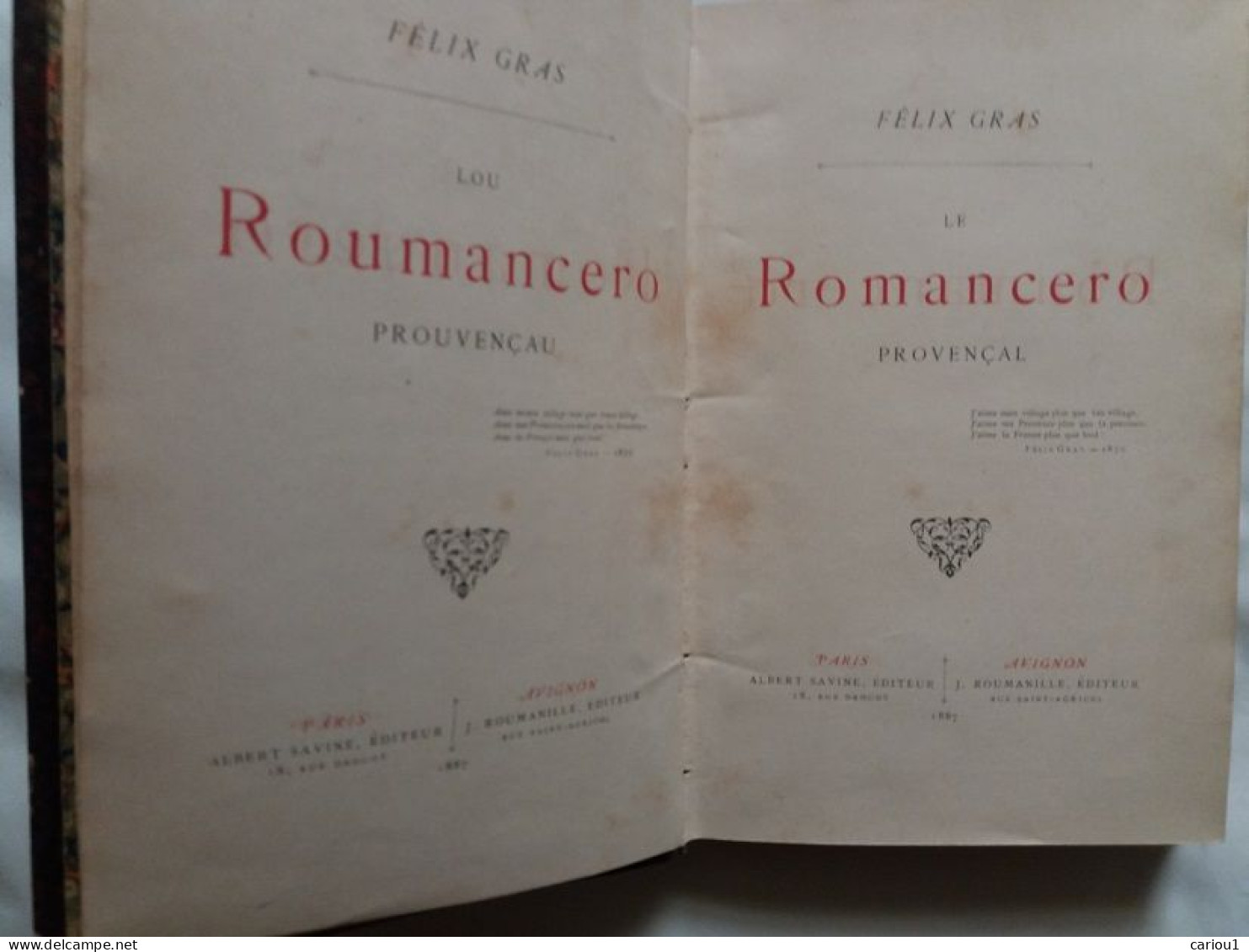 C1 FELIBRIGE Felix GRAS Le ROMANCERO PROVENCAL EO 1887 Relie PROVENCE Bilingue - Provence - Alpes-du-Sud