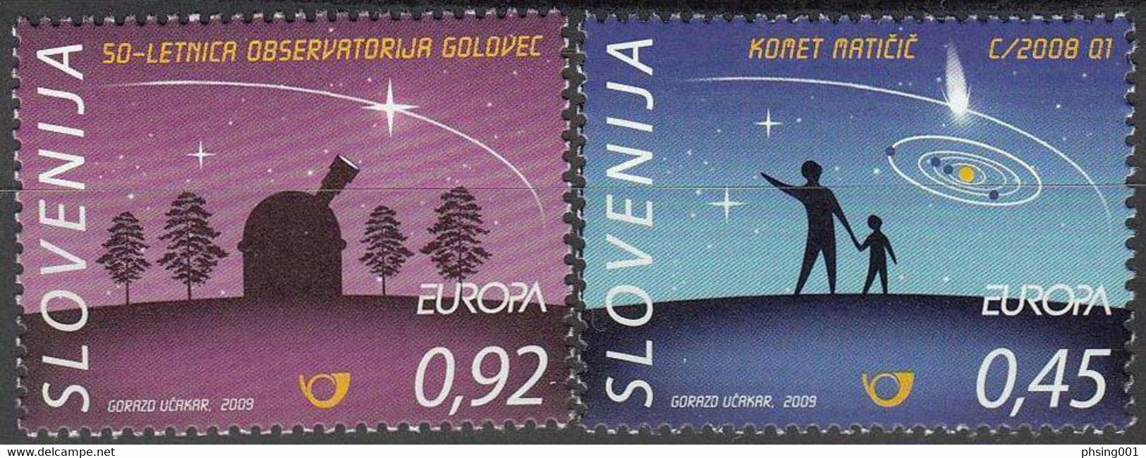 Slovenia 2009 Europa CEPT Astronomy Space International Astronautical Union Observatory Golovec, Set MNH - Slovénie