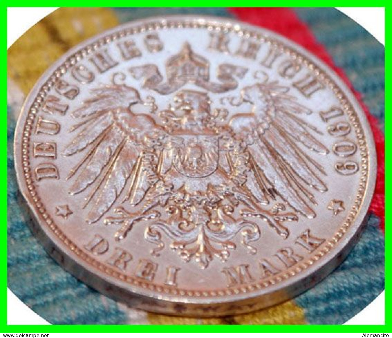 GERMANY IMPERIO – ESTADOS ALEMANES BAVARIA CASA DE LA MONEDA DE BAYERN FECHA DE EMISIÓN 1909 CECA - D   MONEDA DE PLATA - 2, 3 & 5 Mark Argent