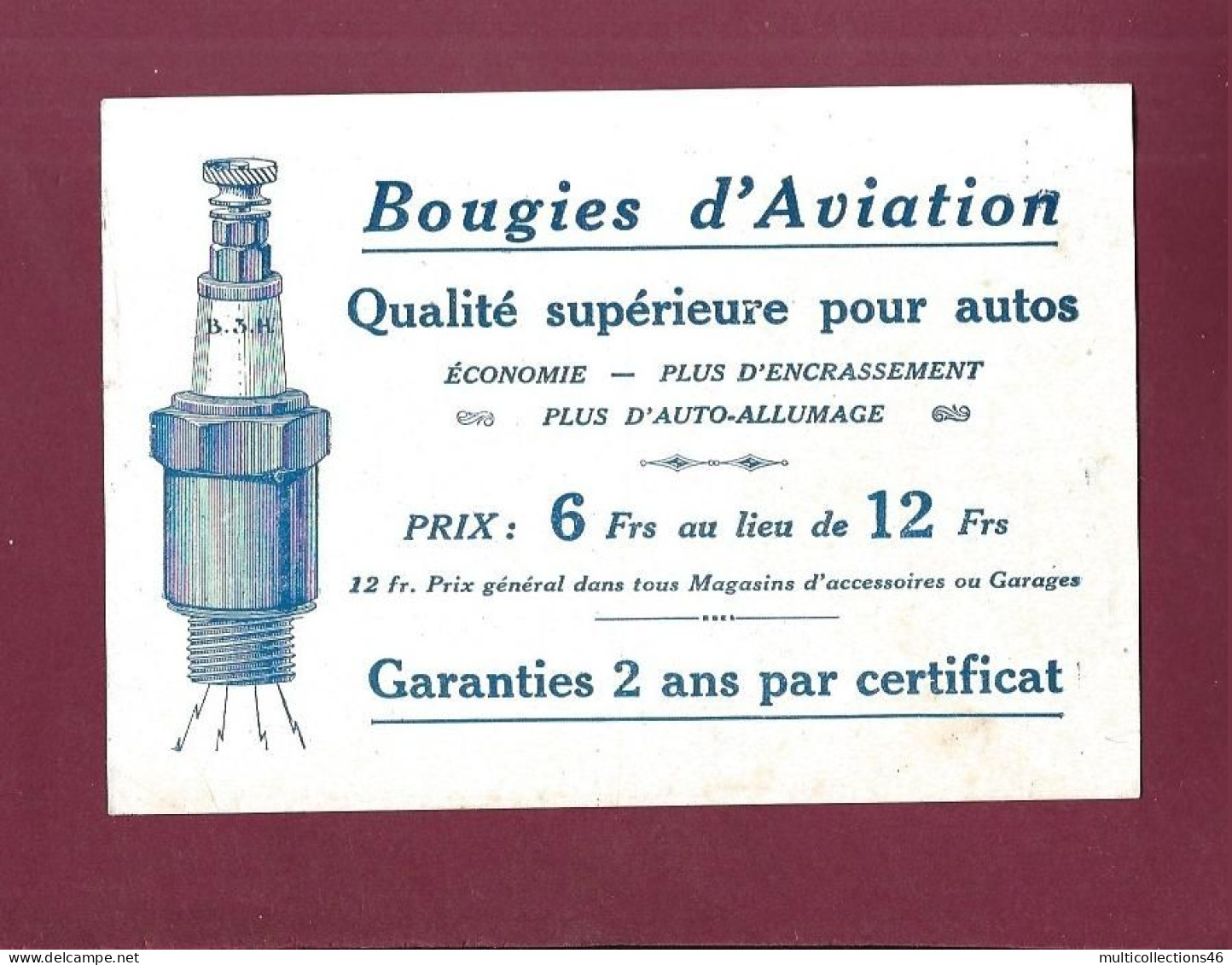 180524 - PUBLICITE - Bougie D'aviation Auto Garage B3H R MICHEL Constructeur Paris - Publicités