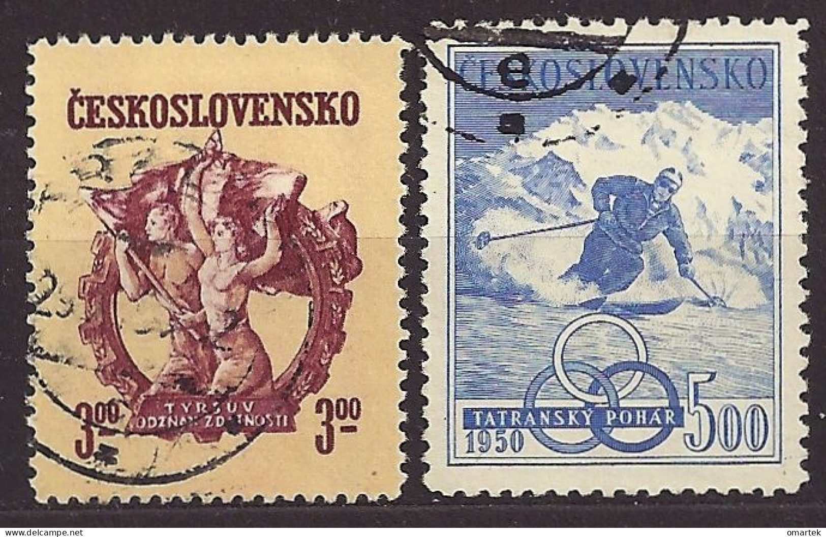 Czechoslovakia 1950 ⊙ Mi  606, 607 Sc 402, 403 Ski Champion For The Tatra Cup. Tschechoslowakei - Used Stamps