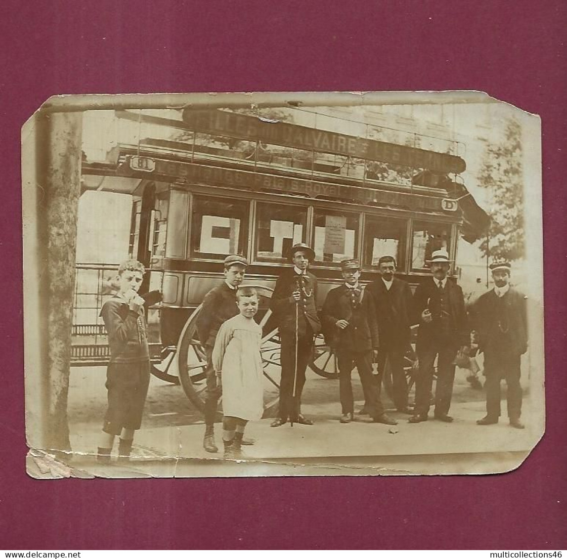 180524 - PHOTO ANCIENNE - Transport Autobus Omnibus Hippomobile N°81 Les Halles Palais Royal Fbg St Honoré PARIS - Sonstige & Ohne Zuordnung