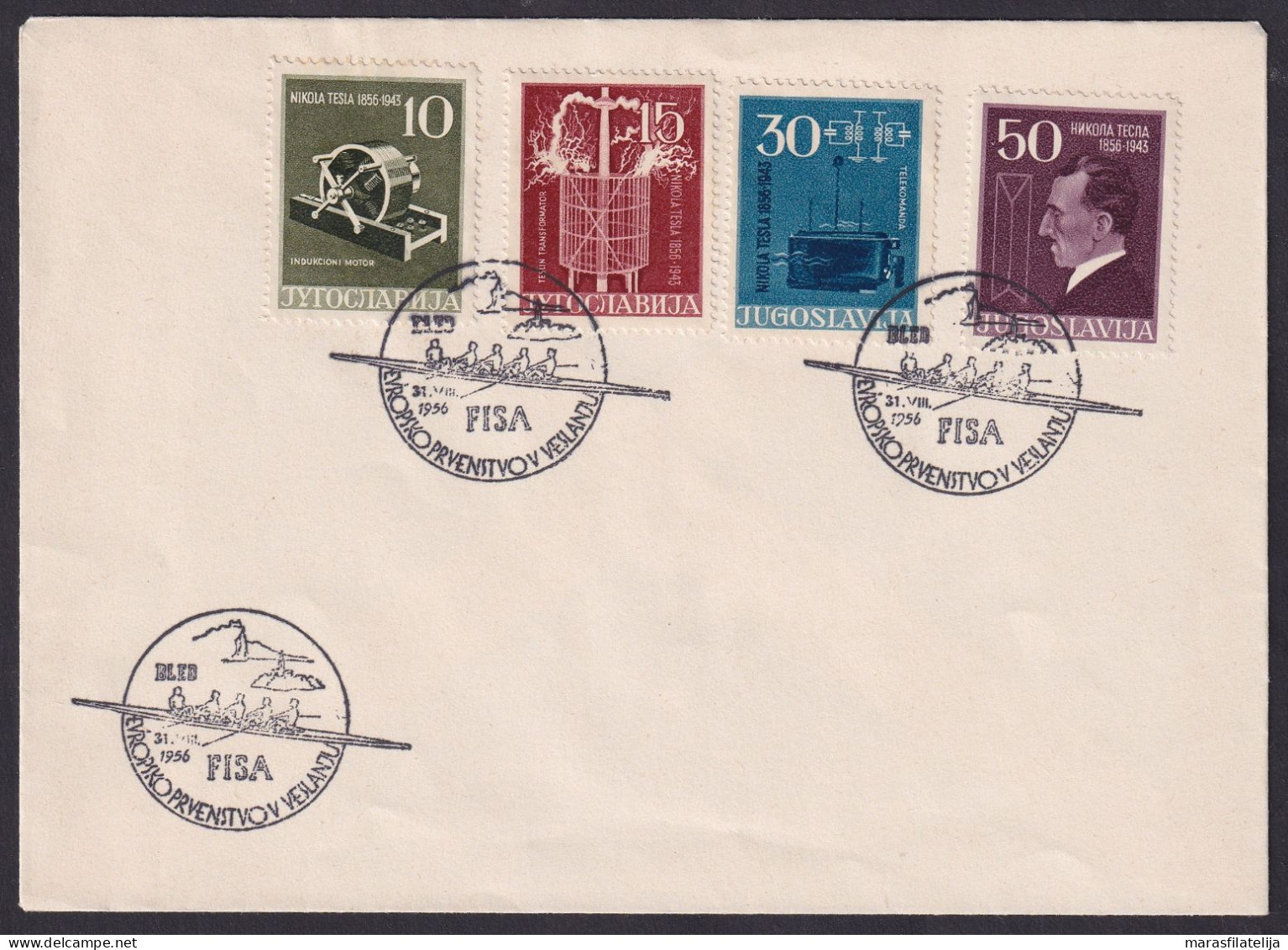 .Yugoslavia, 1956-08-31, Nikola Tesla, FISA, Rowing, Special Postmark - Other & Unclassified