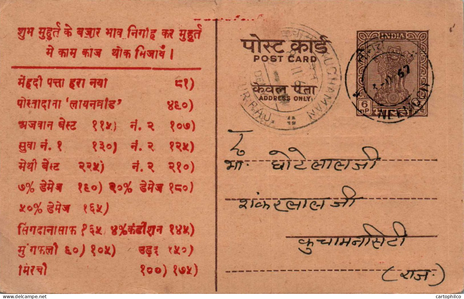 India Postal Stationery Ashoka 6p Nagaur Raj Cds Elephant - Cartes Postales