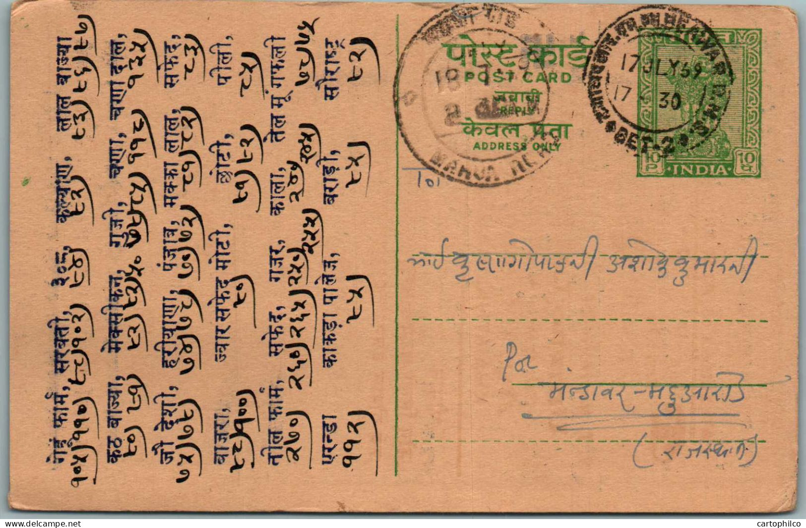 India Postal Stationery Ashoka 10p Chatar Svastika - Postcards