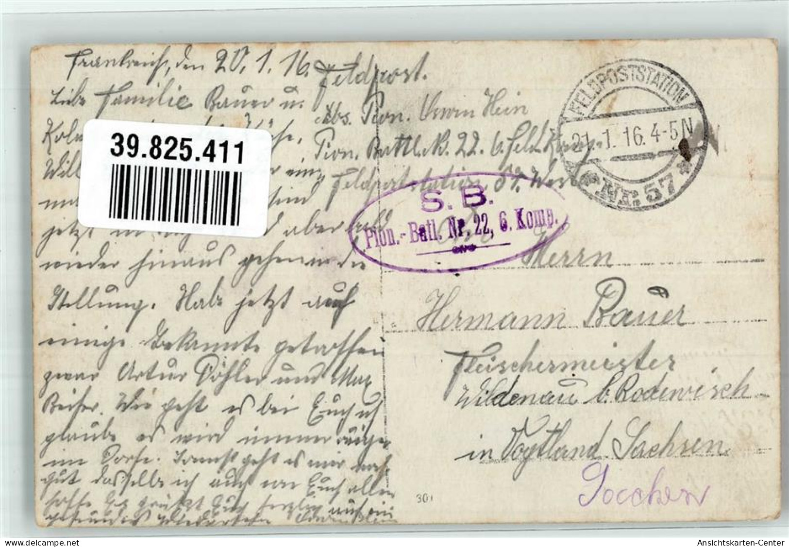 39825411 - Soldaten Uniform Feldpost SB Pionier Battailon Nr.22 6 Kompanie - Guerre 1914-18