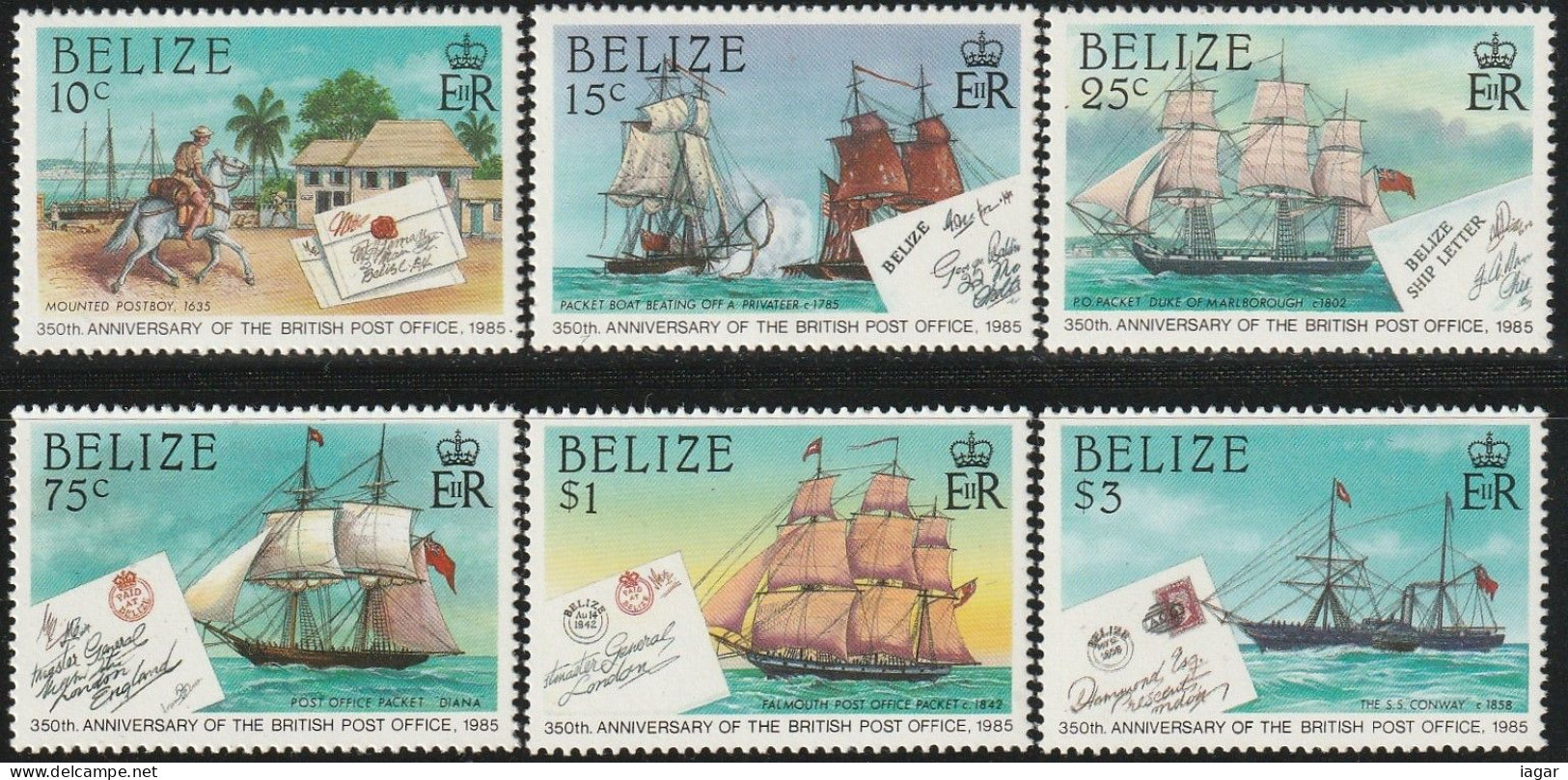 THEMATIC TRANSPORT:  350th ANNIV. OF BRITISH POST OFFICE. ENVELOPES FROM DIFFERENT PERIODS AND MAIL TRANSPORTS - BELIZE - Autres (Mer)