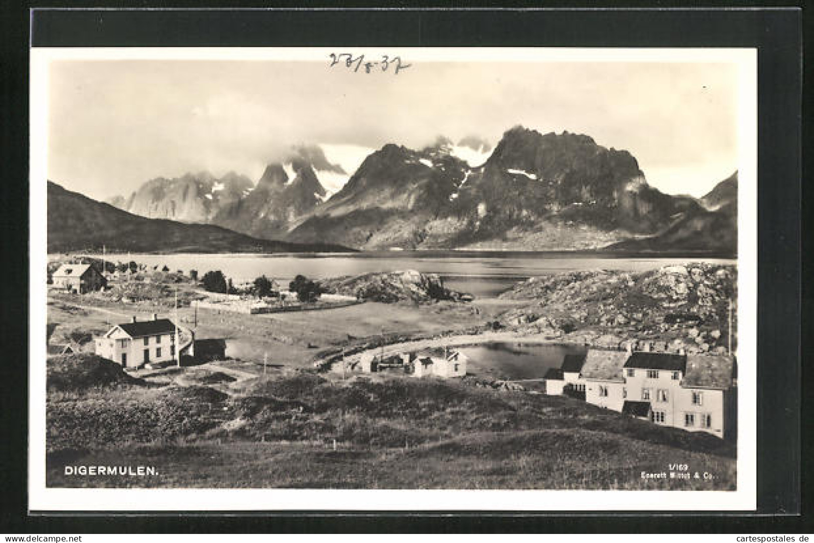 AK Digermulen, Ortsansicht Mit See Und Berge  - Noorwegen