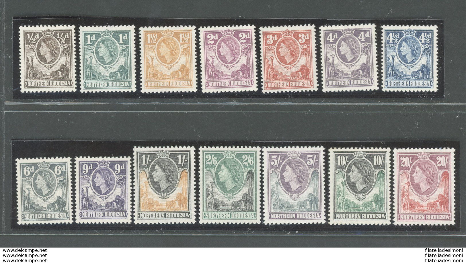 1953 Northern Rhodesia, Stanley Gibbons N. 61/74, Serie Di 14 Valori - MNH** - Autres & Non Classés