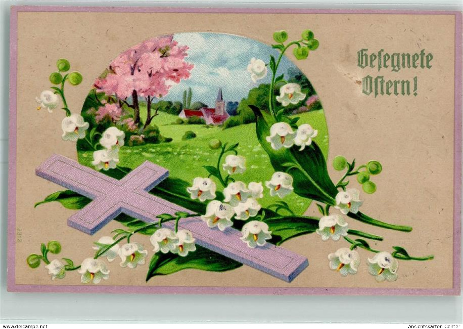 10570711 - Gesegnete Ostern , Kreuz + Maigloeckchen AK - Ostern