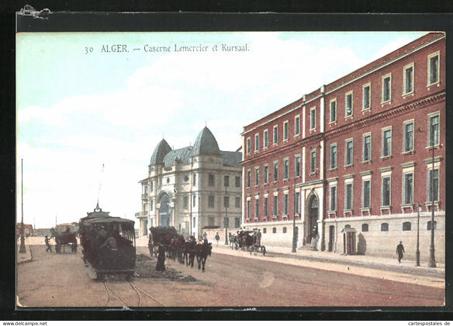 AK Alger, Caserne Lemercier Et Kursaal, Strassenbahn  - Tramways