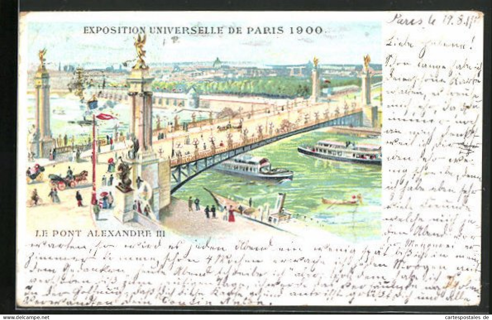 Lithographie Paris, Exposition Universelle De 1900, Le Pont Alexandre III.  - Tentoonstellingen