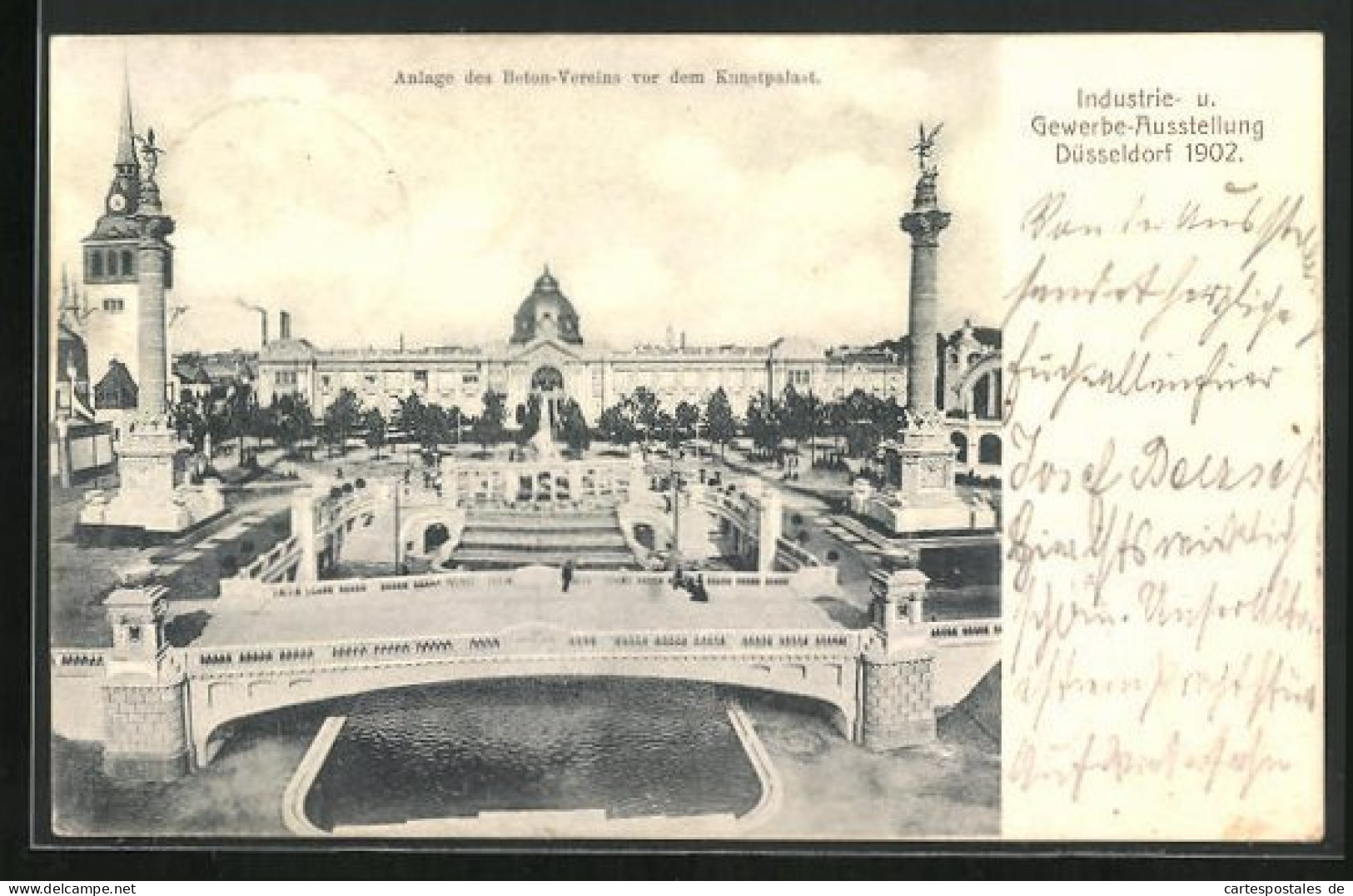 AK Düsseldorf, Gewerbe- & Industrie-Ausstellung 1902, Anlage Des Beton-Vereins Vor Dem Kunstpalast  - Tentoonstellingen