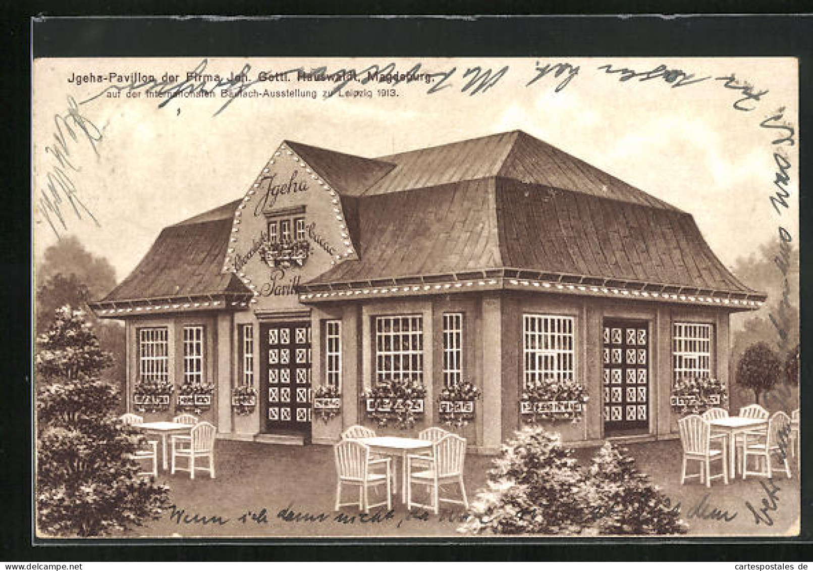 Künstler-AK Leipzig, Internationale Baufach-Ausstellung 1913, Igeha-Pavillon Der Firma Joh. Gottl. Hauswaldt  - Tentoonstellingen