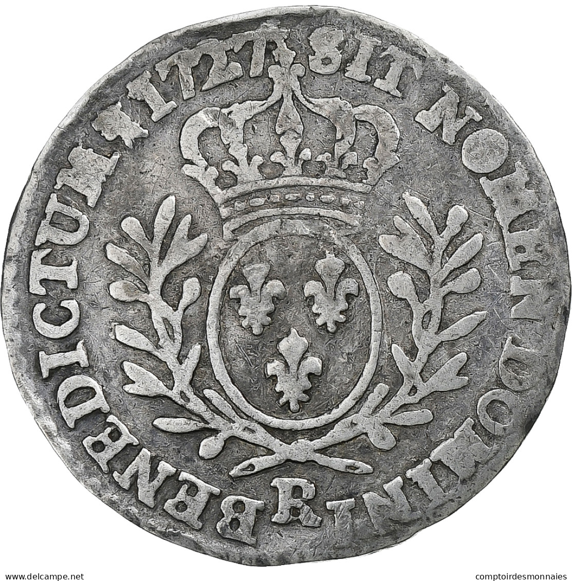 France, Louis XV, 1/20 Ecu Aux Branches D'olivier, 1727, Orléans, Argent, B+ - 1715-1774 Luigi XV Il Beneamato