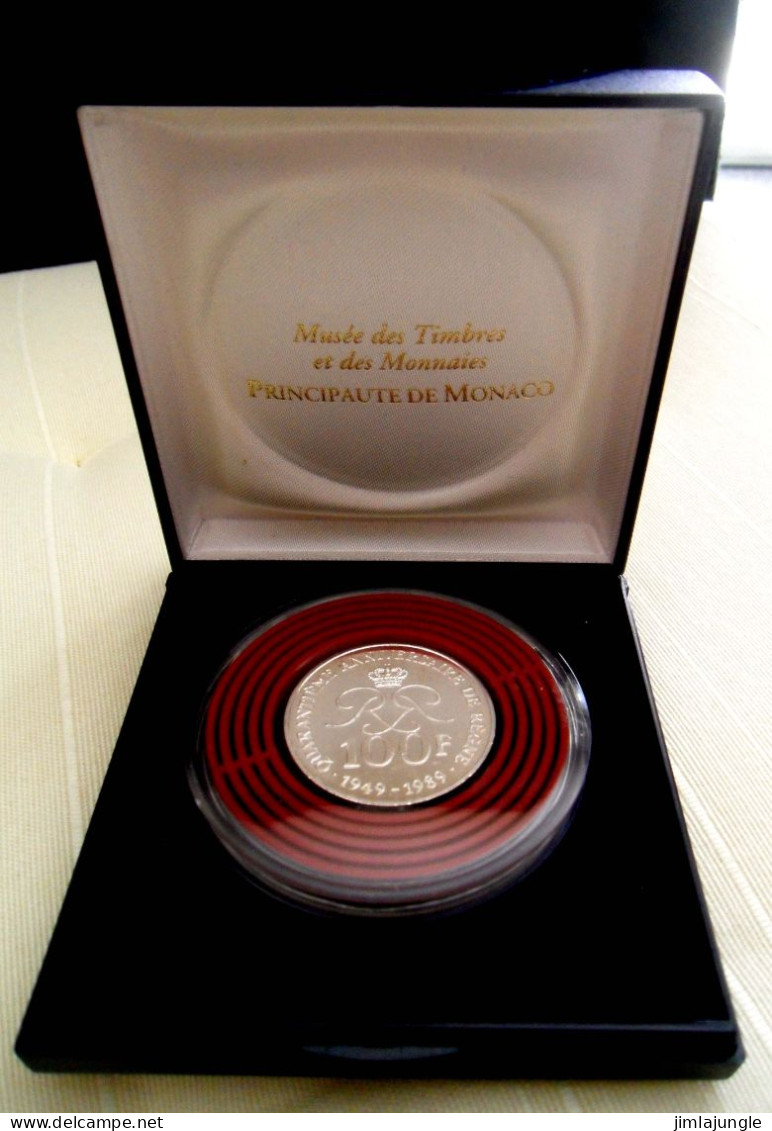 Superbe Pièce Neuve 100 Francs Rainier De MONACO Argent 1989 Qualité FDC + Coffr - Monaco