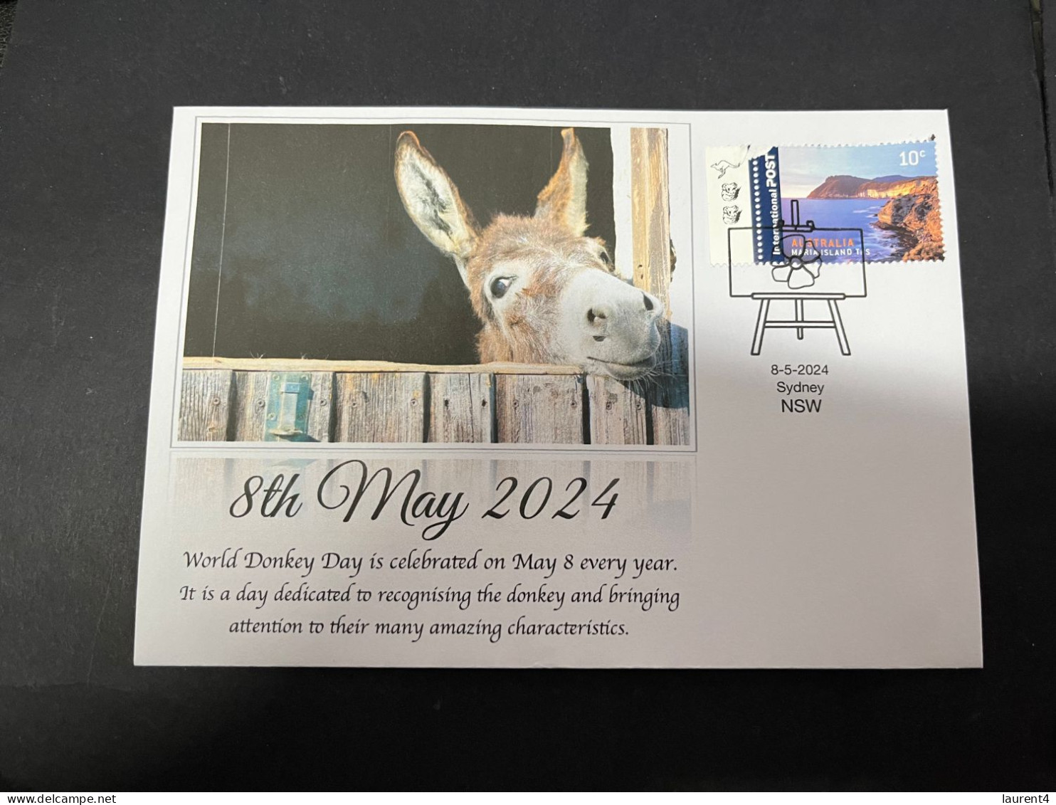 22-5-2024 (5 Z 47)  8th Of May Is " World Donkey Day " (with OZ Stamp) - Boerderij