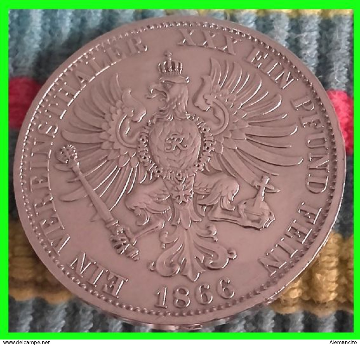 GERMANY MONEDA DE WILHELM KOENIG V. PREUSSEN AÑO 1866 PLATA UN VEREINSTHALER XXX - Taler Et Doppeltaler