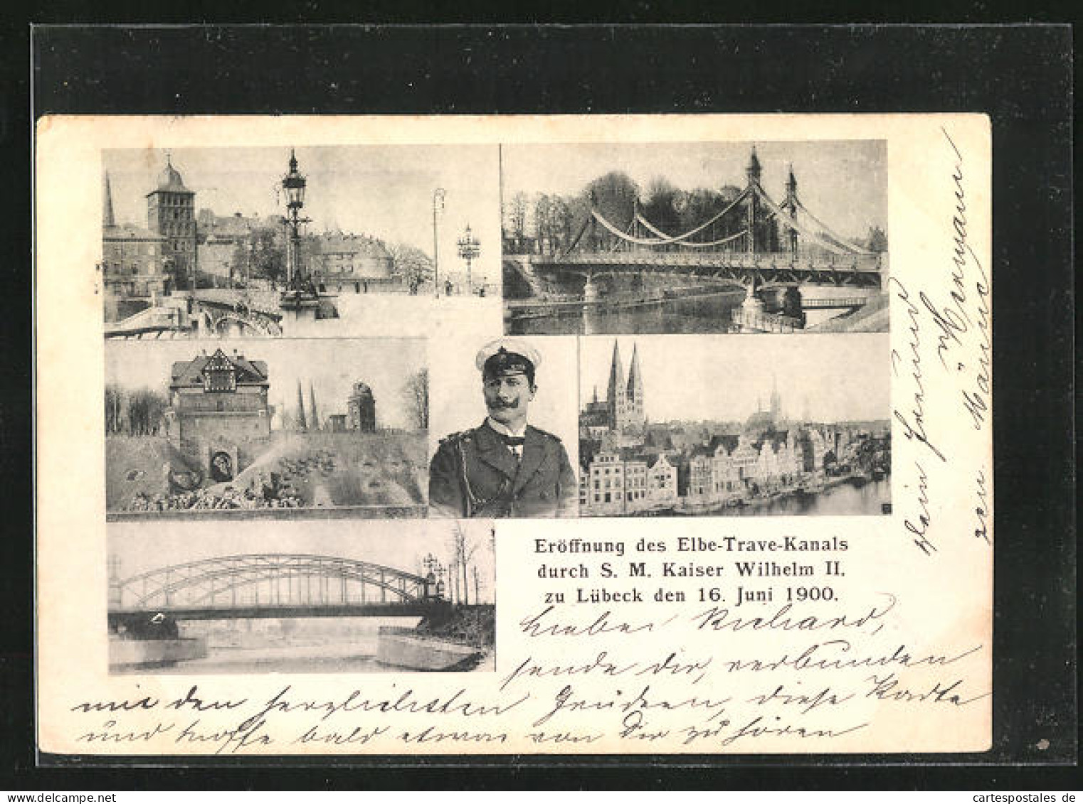 AK Lübeck, Eröffnung Des Elbe-Trave-Kanals Durch Kaiser Wilhelm II. Am 16.06.1900  - Lübeck