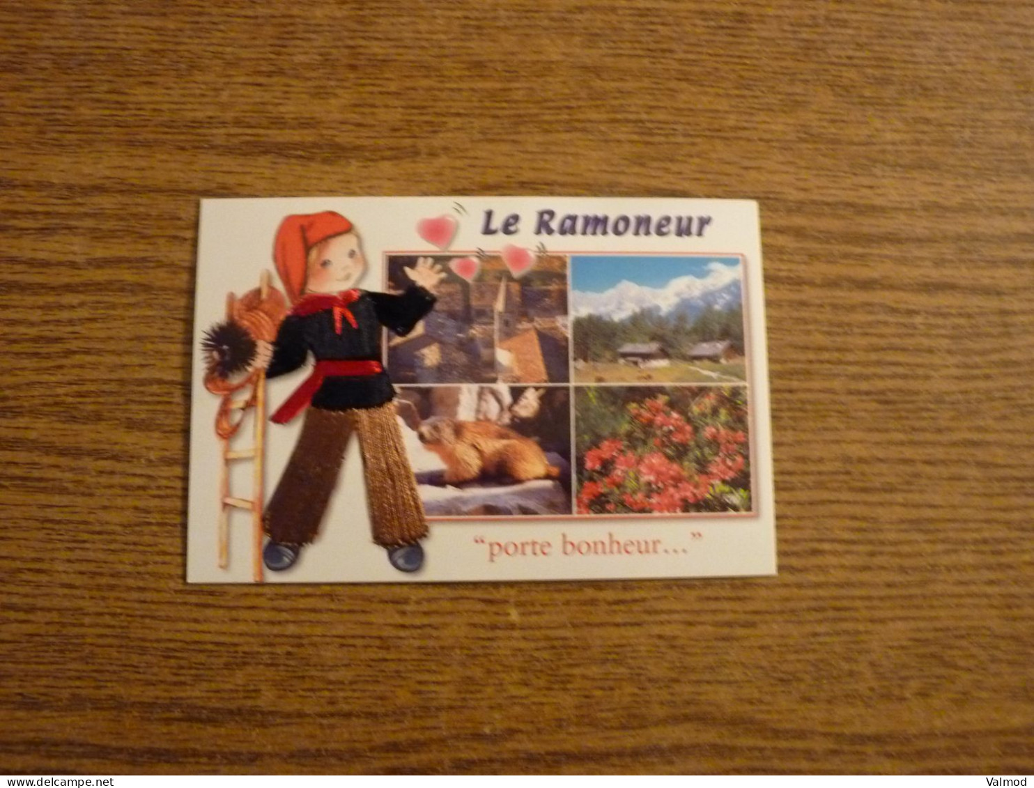 Carte Brodée "Le Ramoneur - Porte Bonheur...." - Ramoneur Tenue Brodée - 10,5x15cm Env. - Bestickt