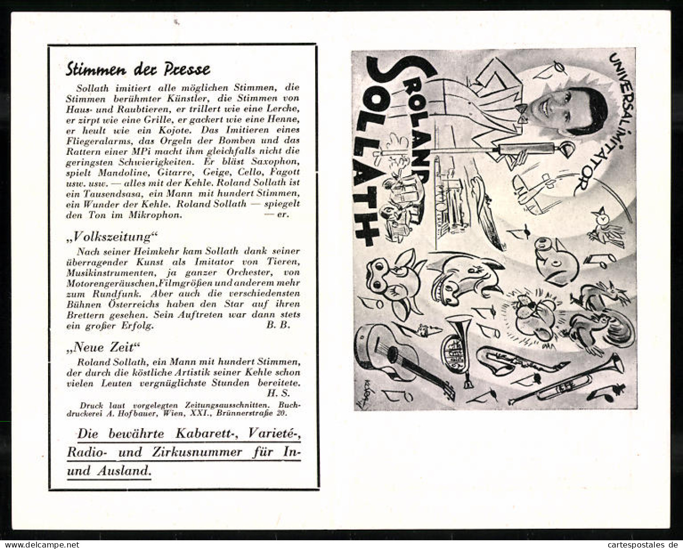 Vertreterkarte Roland Sollath, Universalimitator Roland Sollath, Karikatur  - Non Classés