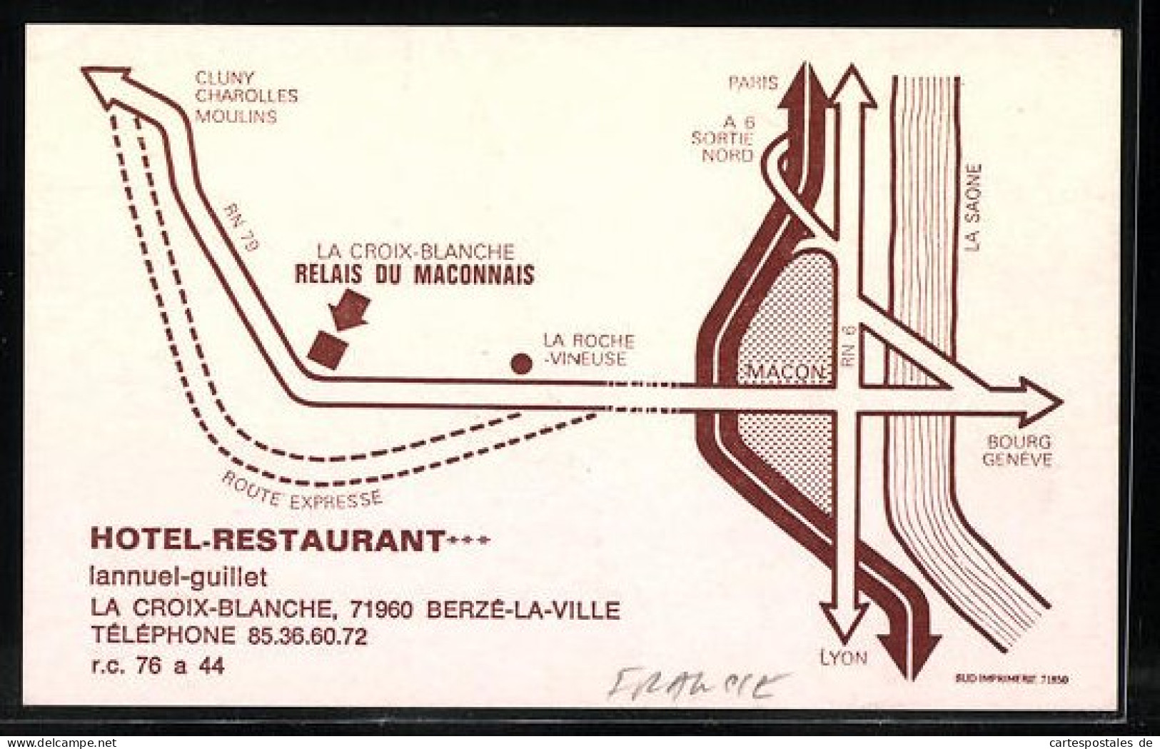 Carte De Représentant Berze-la-Ville, Hotel Restaurant La Croix Blanche,  Vue De Hotels  - Non Classés