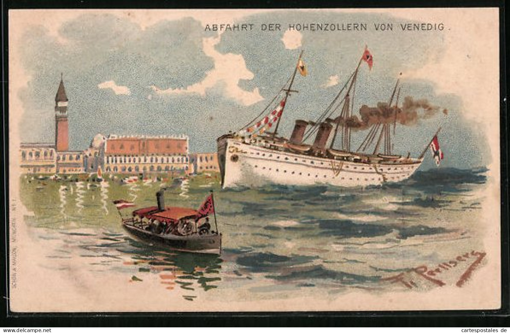 Vertreterkarte München, Geld-Lotterei St. Marien-Ludwig-Ferdinand-Verein, Abfahrt Der Hohenzollern Von Venedig  - Non Classés