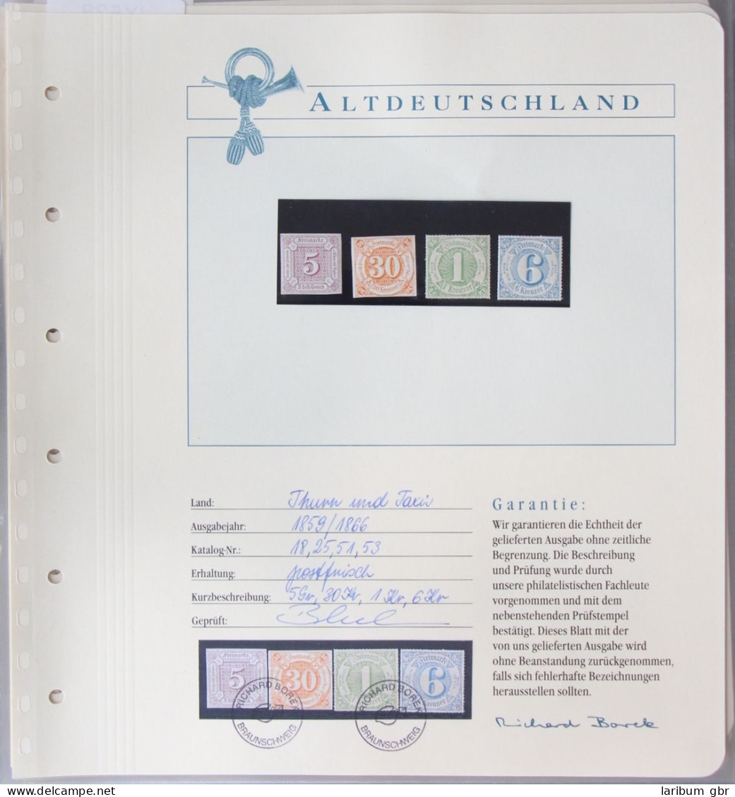 Thurn & Taxis 18, 25, 51, 53 Postfrisch Auf Borekseite + Garantie #JX538 - Neufs