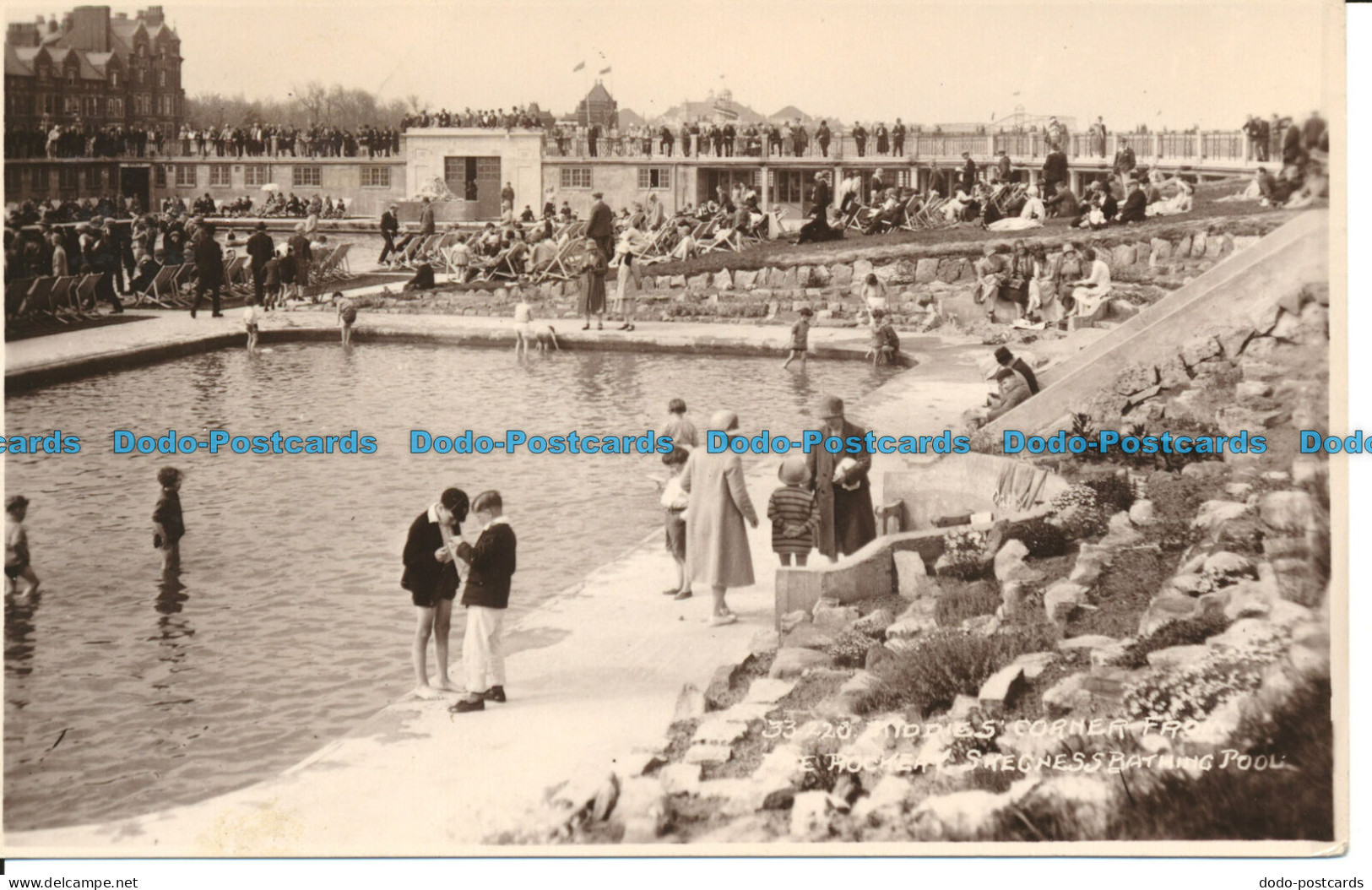 R111415 Corner From The Rockery. Skegness. Bathing Pool. Donlion. RP. 1928 - Welt