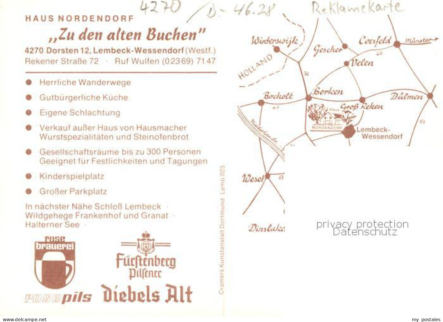 73867355 Wessendorf Lembeck Haus Nordendorf Zu Den Alten Buchen Restaurant Werbu - Dorsten