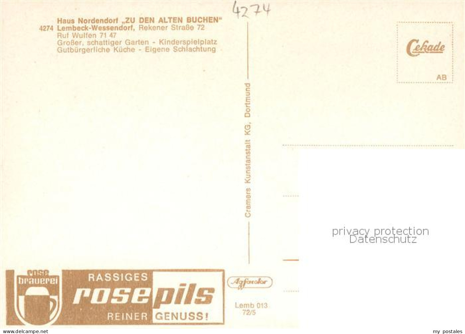 73867349 Wessendorf Lembeck Haus Nordendorf Zu Den Alten Buchen Werbung Rose-Bra - Dorsten