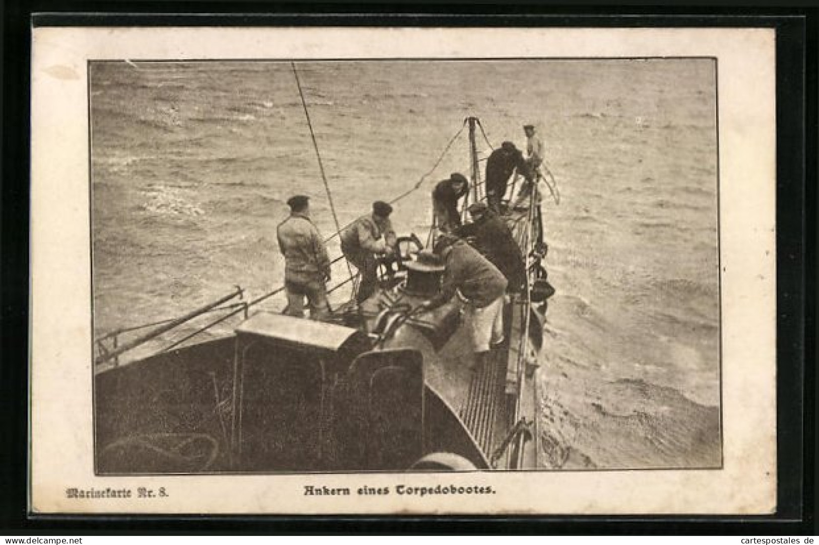 AK Matrosen Beim Ankern Eines Torpedobootes  - Guerre
