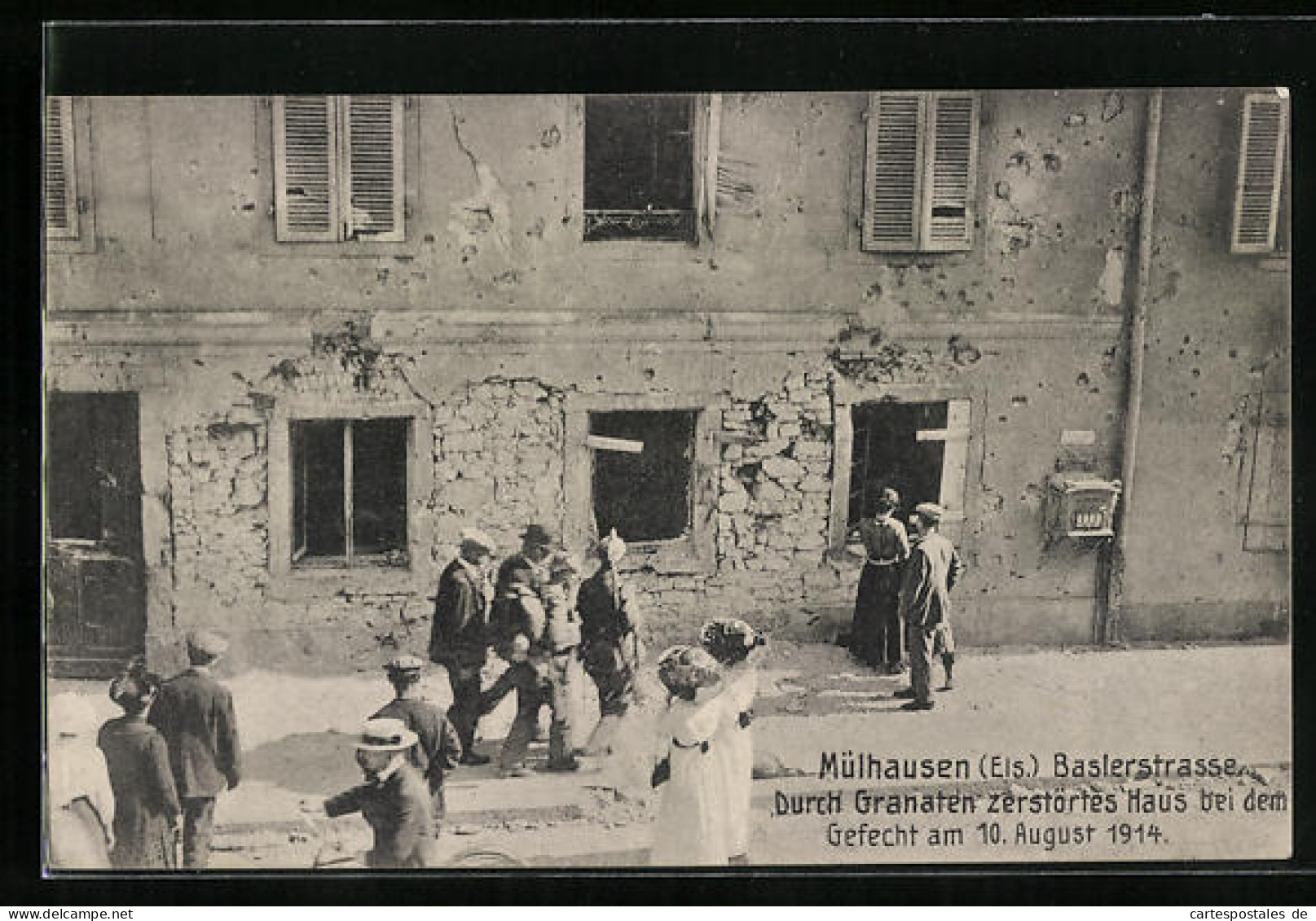 CPA Mülhausen /Els., Durch Granaten Maisons En Ruines In Der Baslerstrasse Bei Dem Gefecht 1914  - Sonstige & Ohne Zuordnung