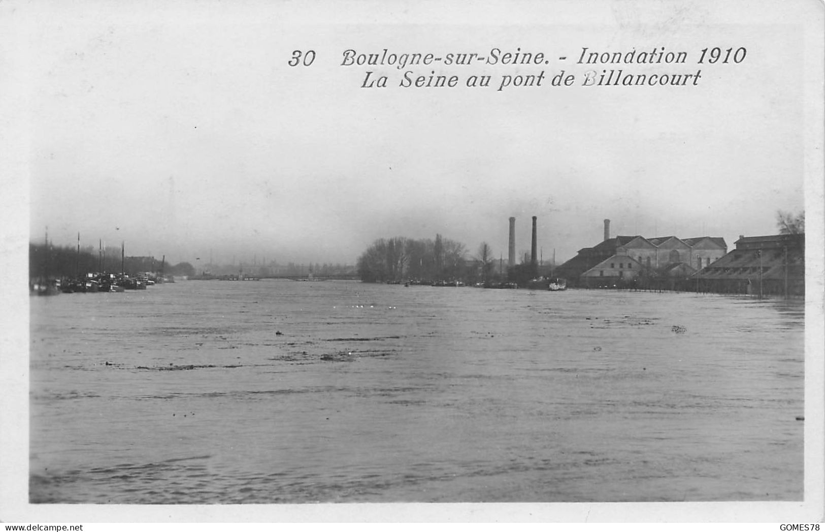 P1-92BOULOGNE-SUR-SEINE INONDATION 1910 LA SEINE AU PONT DE BILLANCOURT - Boulogne Billancourt