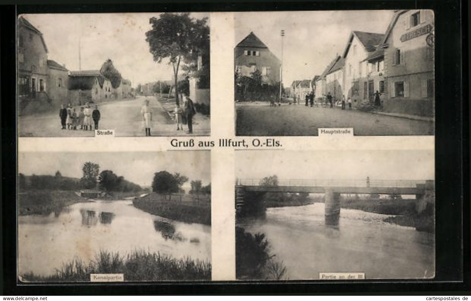 CPA Illfurt, Hauptstrasse Avec Gasthaus H. Tresch, Pont über Die Ill  - Sonstige & Ohne Zuordnung