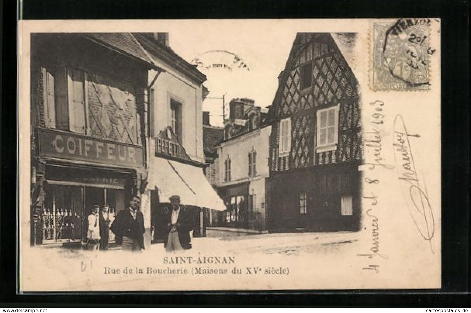 CPA Saint-Aignan, Rue De La Boucherie  - Saint Aignan