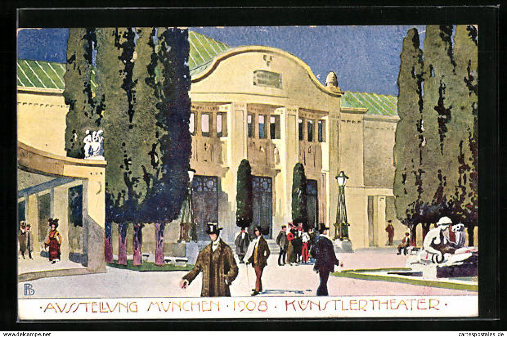 Künstler-AK München, Ausstellung 1908, Künstlertheater  - Ausstellungen