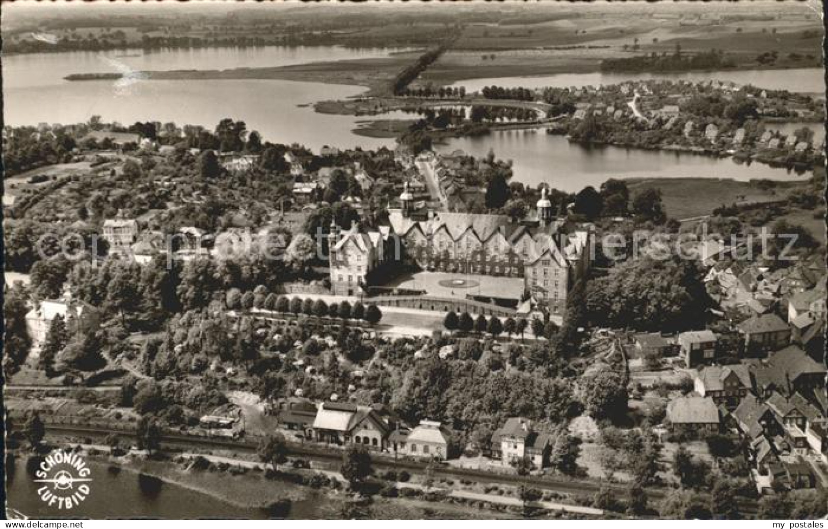 72191841 Ploen See Fliegeraufnahme Schloss Fegetasche - Plön