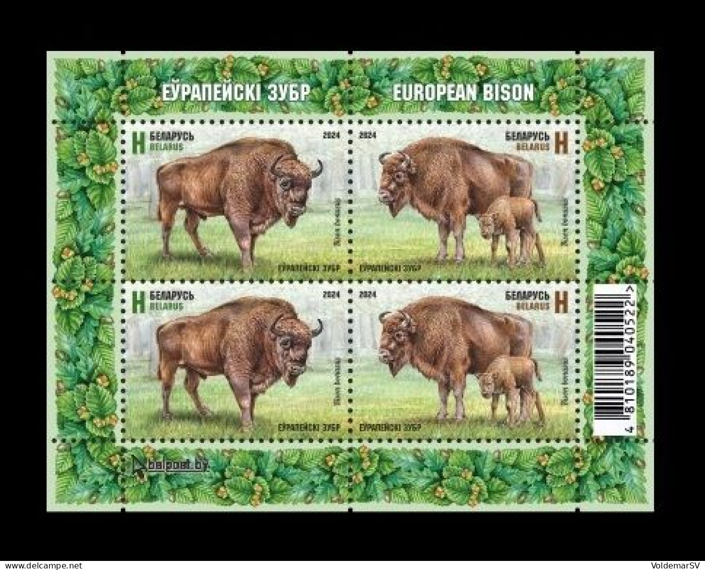 Belarus 2024 Mih. 1564/65 (Bl.240) Fauna. European Bison MNH ** - Belarus