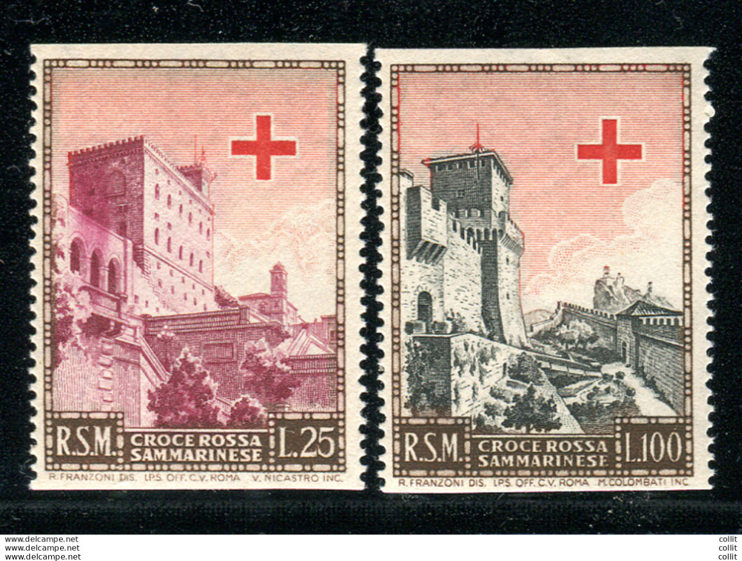 Croce Rossa Lire 25 E 100  Varietà Non Dentellati Orizzontalmente - Unused Stamps