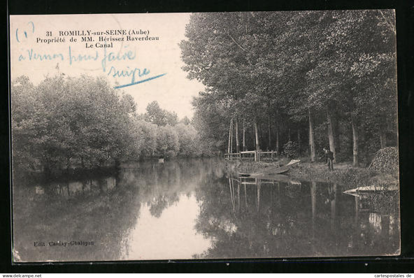 CPA Romilly-sur-Seine, Propriété De MM. Hérissez Raverdeau, Le Canal  - Romilly-sur-Seine