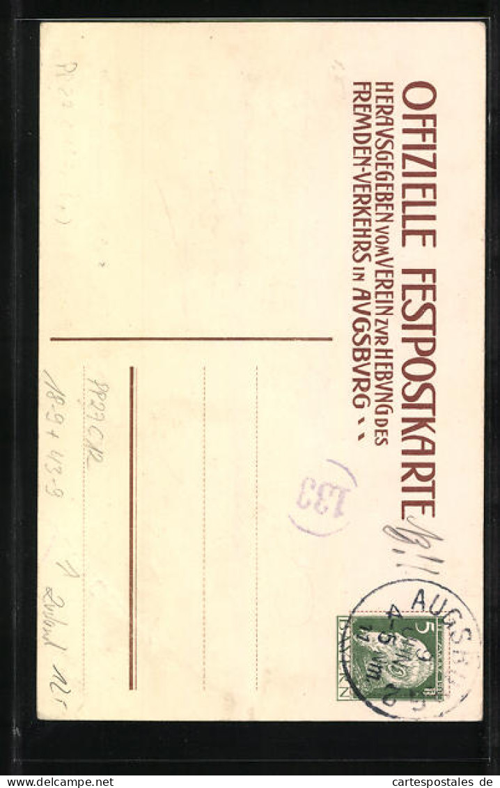 AK Augsburg, Grossstadtfeier 1911, Nackter Mann Hammer, Ganzsache Bayern, PP27 C 12  - Cartes Postales
