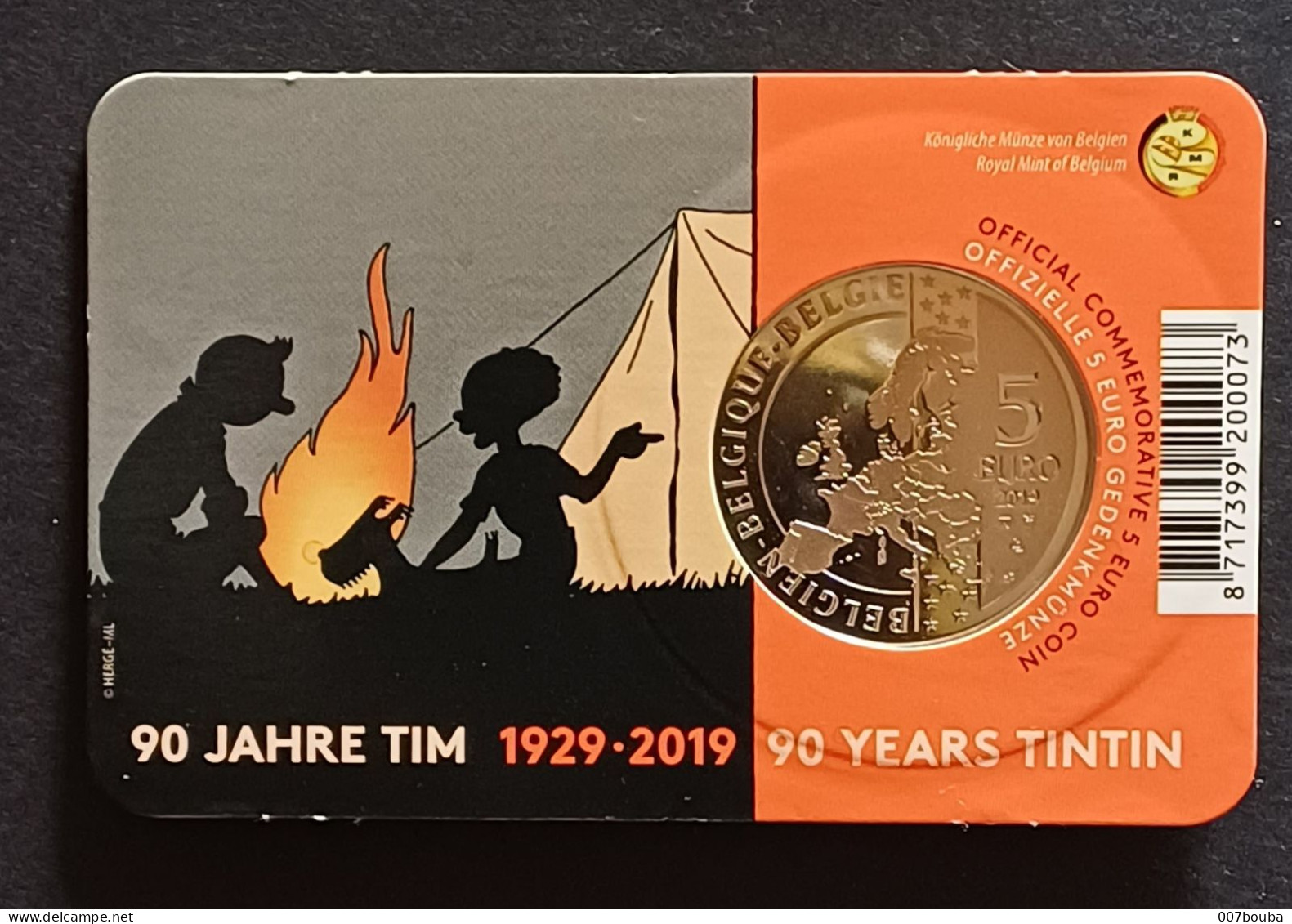 BELGIQUE 2019 / COINCARD 5 € / TINTIN KUIFJE / NL - Belgique